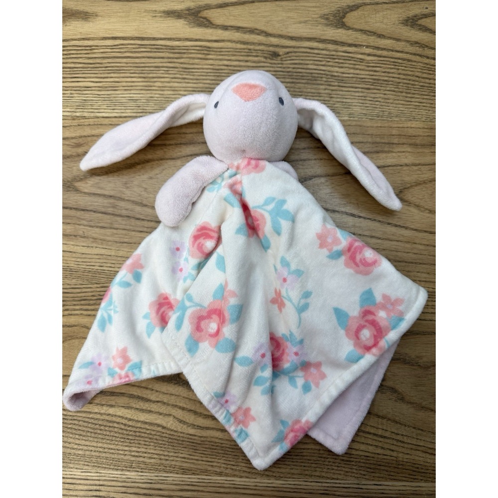 Carters White Pink Floral Bunny Baby Blanket Plush Pacifier Holder Lovey 2017
